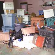 cluttered garage